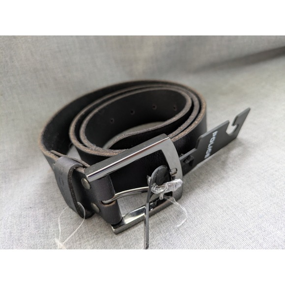 Police‎ Genuine Black Leather Belt Silver Buckle Unisex 35-39 Inch NEW main image 4